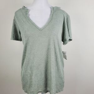 PST short sleeve t-shirt Sz L v neck sage green casual stretch A34